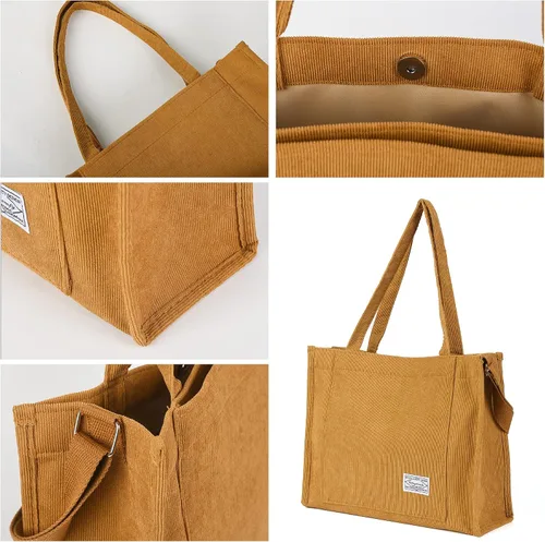 Vista 3 de Valleycomfy Bolsos de mano de pana casuales vintage para mujer, bolso cruzado para mujer, bolso de hombro de viaje, bolso ecológico