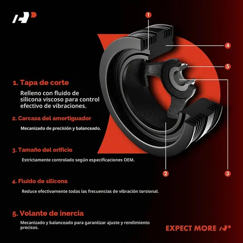 Vista 2 de A-Premium Polea del cigüeñal del equilibrador armónico del motor compatible