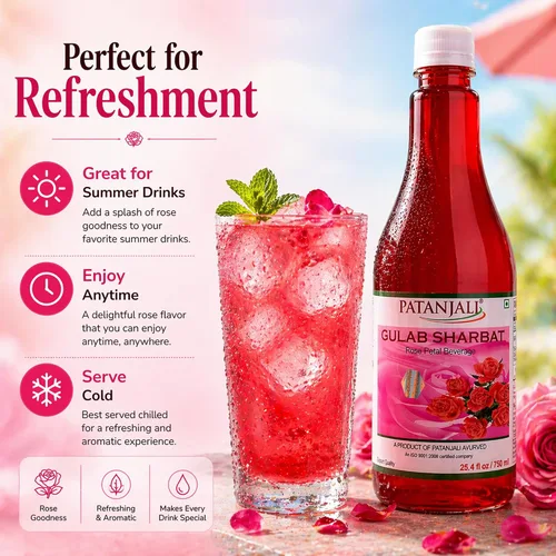 Vista 2 de Patanjali Gulab Sharbat - Botella de 25.4 fl oz