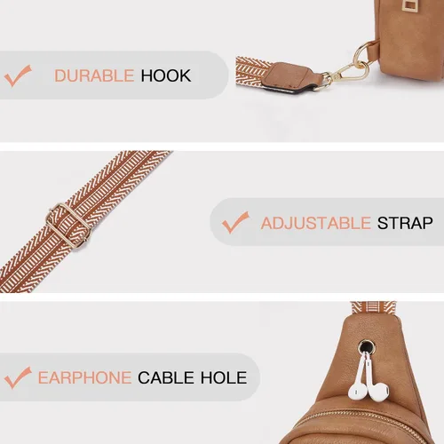 Vista 81 de Telena Riñonera pequeña para mujer, de cuero, cangureras, bolsa de pecho para mujer