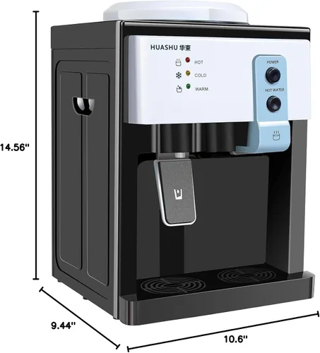 Vista 9 de Enfriador de agua caliente/fría - Dispensador de encimera caliente y fría para botellas de 1-5 galones, 110 V, negro HS-09