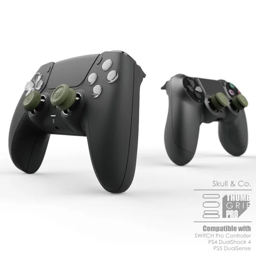 Vista 2 de Skull & Co. Skin, CQC and FPS Thumb Grip Set Joystick Cap Analog Stick Cap for Nintendo Switch Pro Controller & PS5 PS4 SlimPro Controller- White