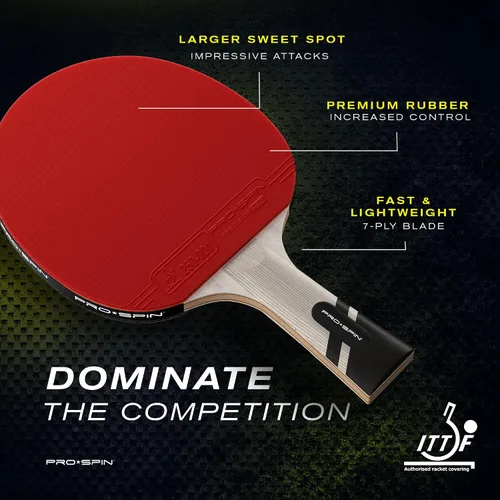 Vista 3 de PRO-SPIN Ping Pong Paddles – ITTF Approved Professional Table Tennis Rackets with Carbon Fiber for Superior Control 7-Ply Blade, Premium Rubber