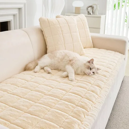 Vista 10 de JIAN YA NA Funda para Sofá Seccional, Divertida Funda de Chenilla Difusa para Sofá, Protector de Muebles Antideslizante para Mascotas y Niños, Sofá