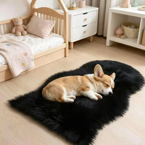 Vista 56 de Alfombra de piel sintética de 2 x 6 pies, color beige, lavable a máquina, súper suave, esponjosa, alfombra de piel de oveja mullida para dormitorio