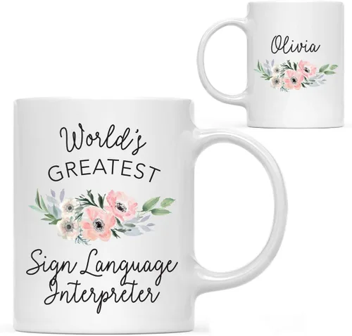 Vista 29 de Andaz Press Taza de café personalizada de 11 onzas, taza ejecutiva de relaciones públicas más grande del mundo, flor de anémona rosa, 1 paquete