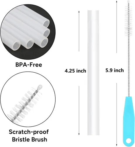 Vista 2 de CampTek Pajitas de repuesto compatibles con CamelBak eddy+botella de agua de acero inoxidable aislada para niños de 12 onzas, 4 popotes sin BPA y 1