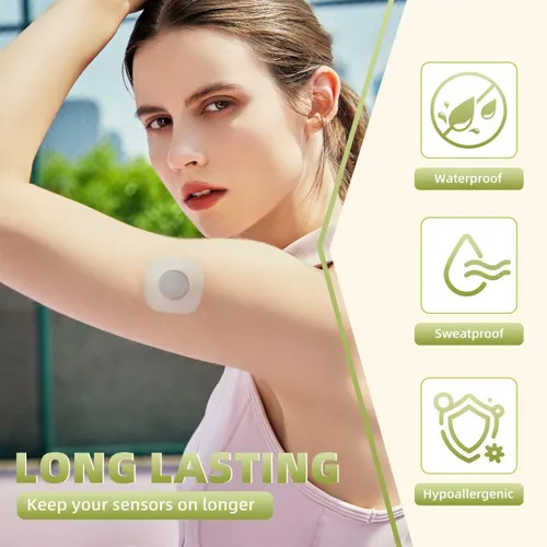 Vista 2 de Guard Medi - Parches adhesivos para Dexcom G7, cubiertas de sensor CGM impermeables y resistentes al sudor, cinta de sobreparche hipoalergénica