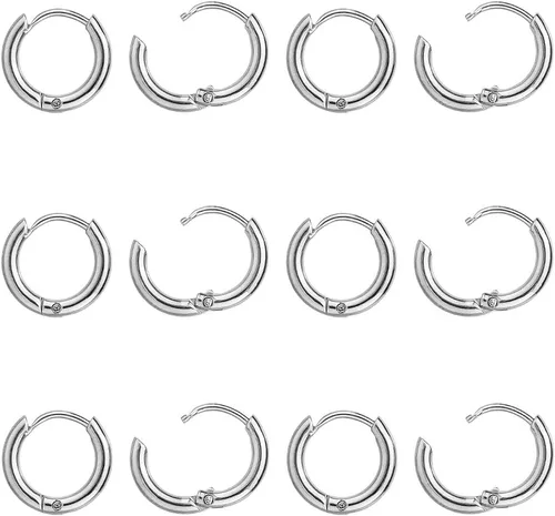 Vista 2 de UNICRAFTALE 20 aretes de aro pulidos a mano de 0.472 in, aretes de aro de acero inoxidable de 0.028 in, componentes de alambre de acero inoxidable