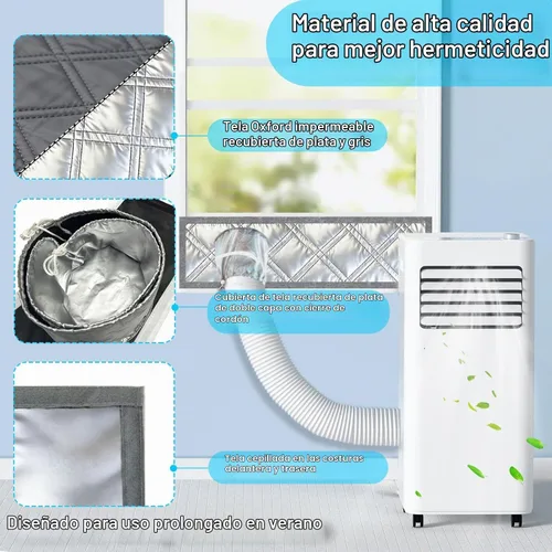 Vista 3 de Kit de ventana de aire acondicionado portátil resistente de 40 pulgadas, protector térmico de papel de aluminio reflectante, 100% opaco e