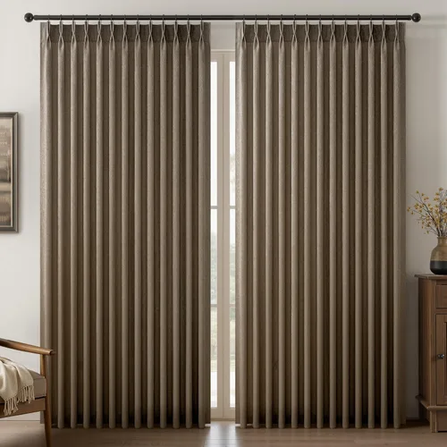 Vista 33 de 2 paneles de cortinas plisadas de lino beige de 84 pulgadas de largo, para dormitorio y sala de estar, cortina plisada con ganchos y pestaña trasera