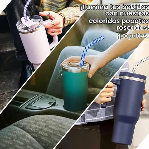 Vista 6 de Pajitas reutilizables para reemplazo de Stanley Cup, pajita larga de plástico de 12 pulgadas para vasos de 40 30 oz, pajitas duras coloridas