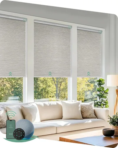 Vista 10 de Yoolax Persianas motorizadas con control remoto, persianas inteligentes opacas para ventanas, persianas enrollables motorizadas, persianas