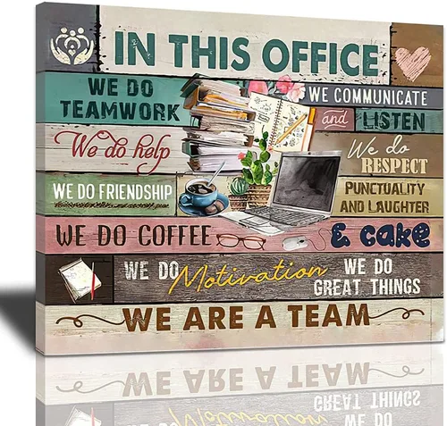 Vista 15 de Arte de pared inspirador para la oficina, impresiones en lienzo, citas motivacionales, póster artístico en esta oficina, We Are A Team, decoración