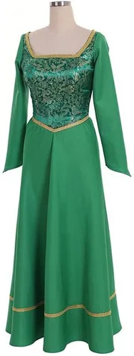 Vista 3 de Disfraz de princesa para mujer, vestido verde de Halloween