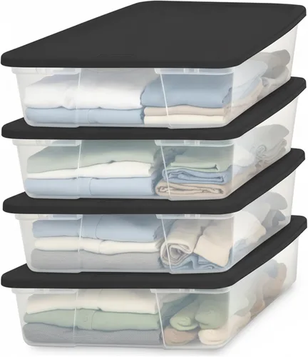 Vista 10 de HOMZ Snaplock - Contenedores organizadores grandes de plástico transparente Blanco (White Lid)