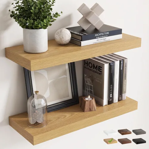 Vista 40 de 16 Inch Floating Shelves for Wall 2 Pack, 8"D Wood Grain Bathroom Shelves Acabado negro