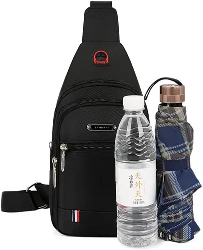 Vista 2 de Bolso de pecho de lona para hombre Bolsa de ocio deportiva pequeña mochila Oxford tela bolsa de mensajero de un solo hombro
