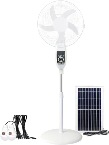 Vista 9 de Ventilador solar de ahorro de energía de 16 pulgadas con ventilador solar de pie recargable de luz, ventilador de pie de 5 cuchillas