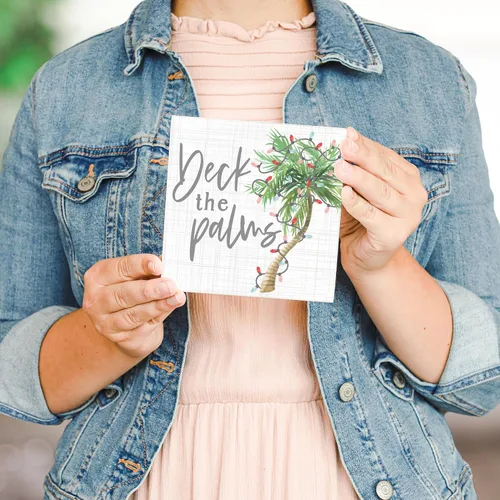 Vista 4 de Simply Said, INC Small Talk Squares - Deck the Palms - Letrero rústico envejecido de 5.25 x 5.25 pulgadas STS1690