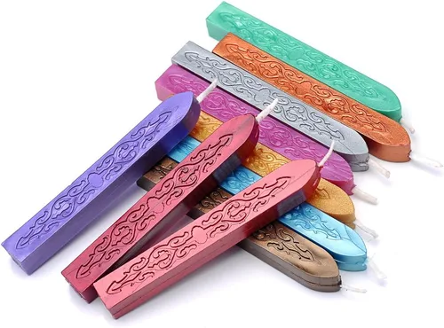 Vista 4 de Varillas de Cera para Sellar, Yoption 10 Piezas Varillas de Cera Multicolor con Mechas para Invitación de Boda Sobres de Regalo Tarjetas de Navidad