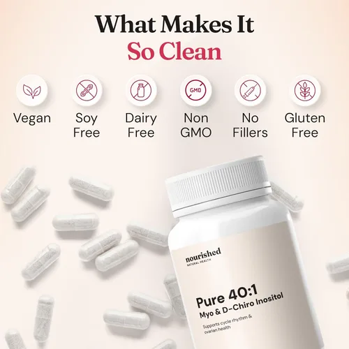 Vista 4 de Suplemento nutritivo de mio-inositol y D-Chiro Inositol 40:1 para mujeres con fertilidad, salud de la piel o síntomas del ciclo menstrual