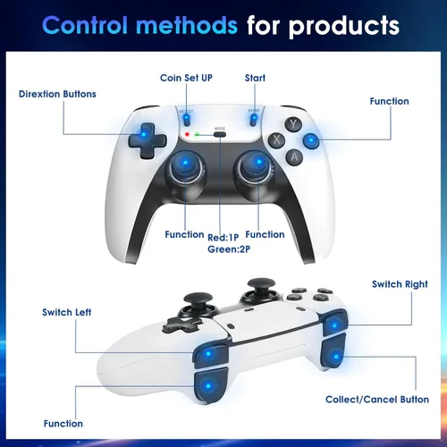 Vista 5 de 2025New Wireless Retro Game Console,40000+Games and 23 EmulatorsPlug and Play 4K HD HDMI TV Game Stickwith Dual 2.4G Wireless Controllers(128G) White