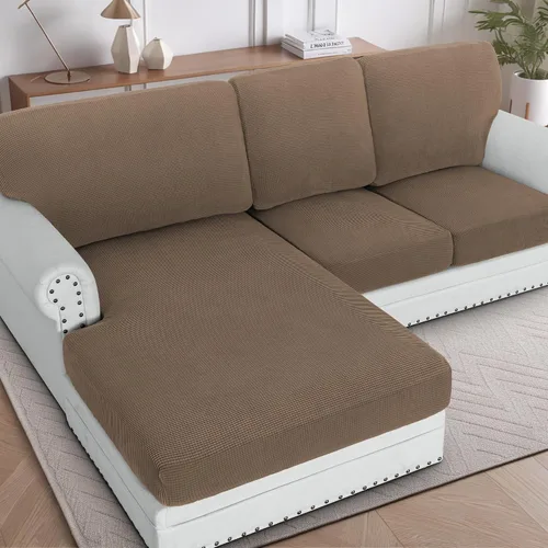 Vista 52 de H.Versailtex - Funda de sofá seccional de 1 pieza, funda deslizante para chaise con forma de L, funda de cojín separada para sofá seccional tanto