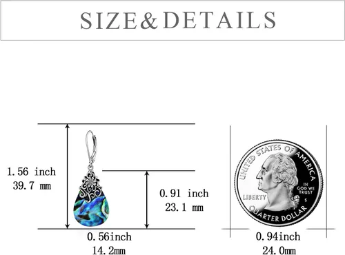 Vista 6 de POPLYKE - Aretes colgantes de plata de ley con forma de lágrima de lágrima celta de piedra lunar
