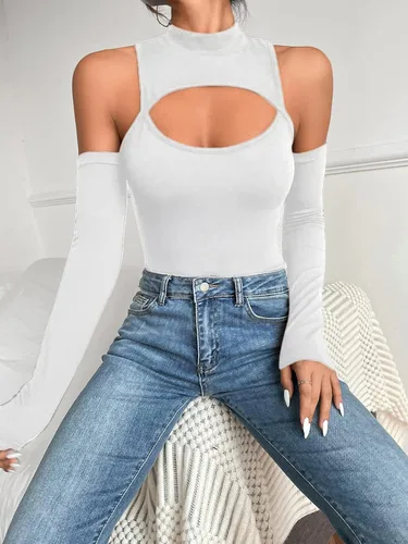 Vista 4 de Hilinker Body de mujer con cuello alto y hombros descubiertos