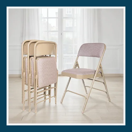 Vista 10 de OEF Furnishings Serie OEF2300 - Sillas plegables de doble bisagra con triple apoyo, tapizado de tela de alta calidad y servicio pesado