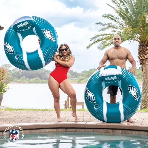 Vista 5 de BigMouth 42” Inflatable Pool Floats Officially Licensed NFL Fan Gear Merchandise Back Support Inner Tube for Adults and Teens