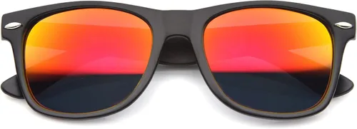 Vista 11 de zeroUV Gafas de sol de estilo con borde de cuernos grandes de la lente del color del flash reflexivo mate plano