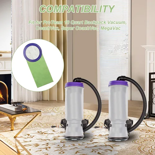 Vista 7 de Paquete de 10 bolsas de vacío para mochila ProTeam 100331 de 10 cuartos de galón Bolsas de filtro de repuesto para Coachvac, Super Coachvac