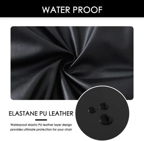 Vista 5 de FORCHEER Fundas de asiento para silla de oficina, fundas de cuero elástico impermeable PU para silla de computadora, fundas de cojín para asiento