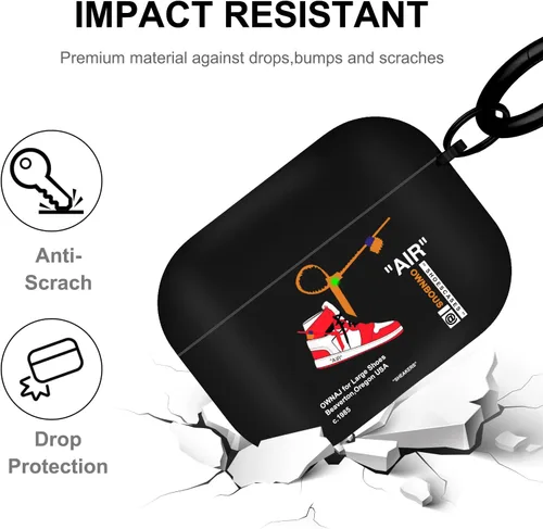 Vista 3 de Gedicht Funda para Airpods Pro con cordón, bonitos zapatos deportivos de dibujos animados, funda protectora de TPU suave resistente para Apple