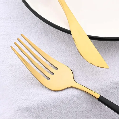 Vista 6 de Juego de cubiertos de espejo de 30 piezas de acero inoxidable 18/0, utensilios de cocina para cena, postre, pastel, té, café, vajilla para 6