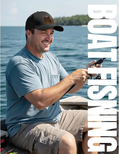 Vista 6 de Regalos de pesca para hombres y mujeres, sombrero único de camionero con bandera de pescador para pescador, el mejor regalo, negro/gris