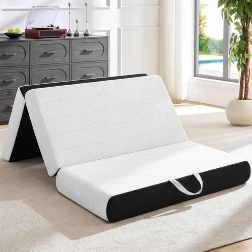 Vista 9 de ROXGOX Colchón Plegable, Cubrecolchón de Espuma Viscoelástica Twin de Triple Pliegue con Funda Lavable, Asa y Parte Inferior Antideslizante, Cama