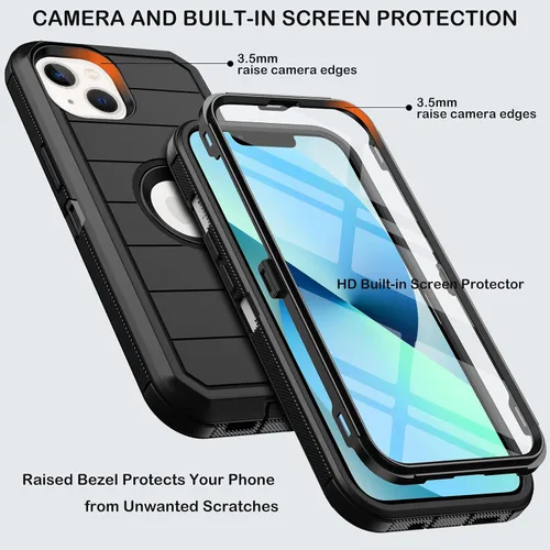 Vista 2 de KECAI Funda para iPhone 13 Mini con Protector de Pantalla Integrado, Funda con Clip para Cinturón, Resistente de Servicio Pesado a Prueba de Golpes