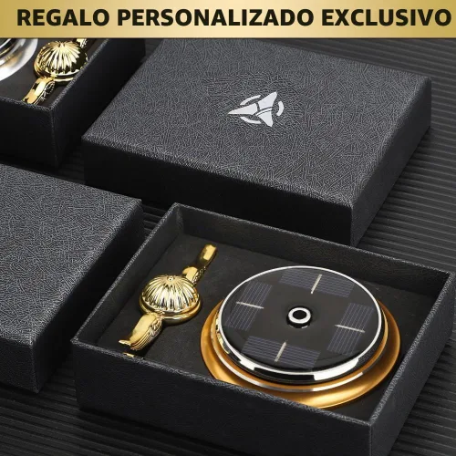 Vista 7 de Spinner Fidget Dorado de Energía Solar, Ambientador de Aire para Coche, Decoración de Salpicadero Alimentado por la Luz Solar, Kit de Ciencia Oro