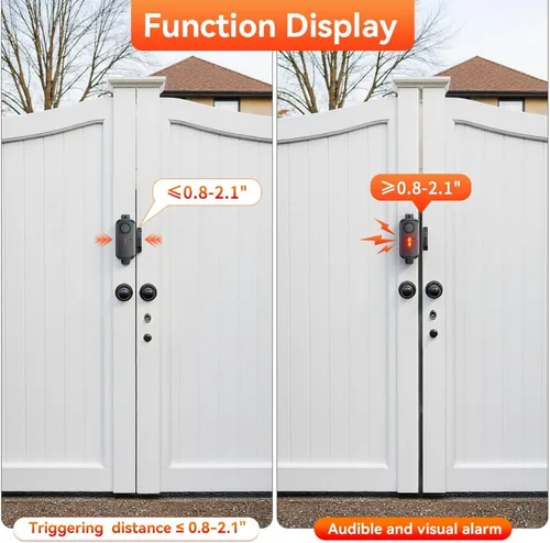 Vista 2 de Alarmas de puerta cuando se abre, alarma antirrobo de ventana de 113 dB con control remoto, sensor magnético de puerta de seguridad, seguridad