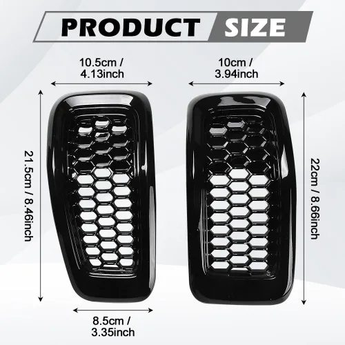 Vista 2 de JSCARLIFE J-eep Cherokee 2014-2018 ABS Honeycomb Grille Inserts Kit de 7 piezas - Cubiertas de malla estilo OEM Instalación con clip, moldura Negro