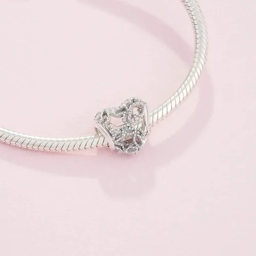 Vista 4 de PANDORA Joyería de corazón calado y estrellas con cuentas de plata de ley Metal no aplica