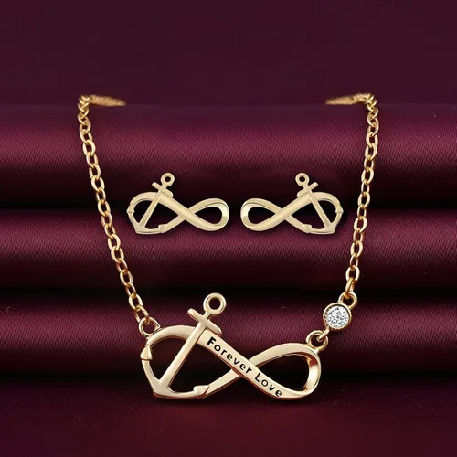Vista 3 de Yumilok Sterling Silver Jewelry SetsInfinity Anchor Necklace Earrings for Women White Gold Plated Pendant Necklace Jewelry for Teen Girls Friends