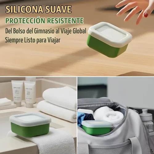 Vista 6 de AIMAIAIMAI Funda de viaje de jabón pequeña, funda de silicona resistente a