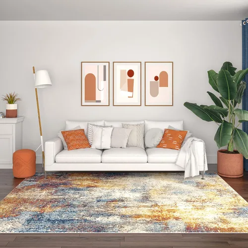 Vista 7 de Alfombra grande de 9 x 12 pulgadas, moderna para sala de estar, comedor, dormitorio, entrada interior, entrada, alfombra para sala de estar