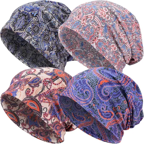 Vista 20 de EINSKEY Gorro ligero holgado para hombres y mujeres, gorro de algodón fino de gran tamaño, gorro de quimioterapia, gorro para dormir nocturno