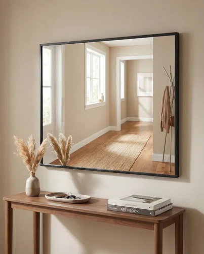 Vista 8 de BEAUTYPEAK Espejo de pared rectangular dorado de 24 x 36 pulgadas con marco de metal, se cuelga horizontal o vertical para sala de estar