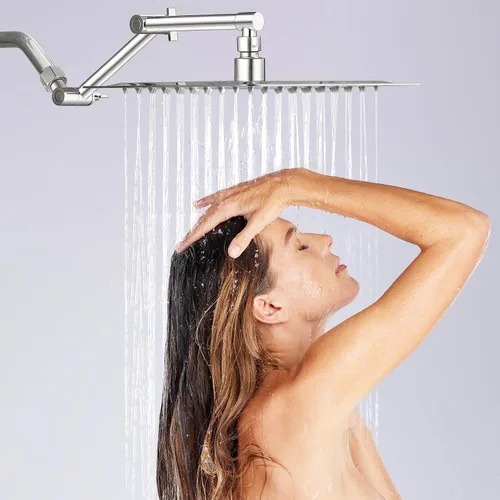 Vista 7 de G-Promise Brazo de Extensión para Cabezal de Ducha de 13 Pulgadas, Extensor de Latón Macizo Ajustable en Altura y Ángulo, Eleva o Baja la Ducha